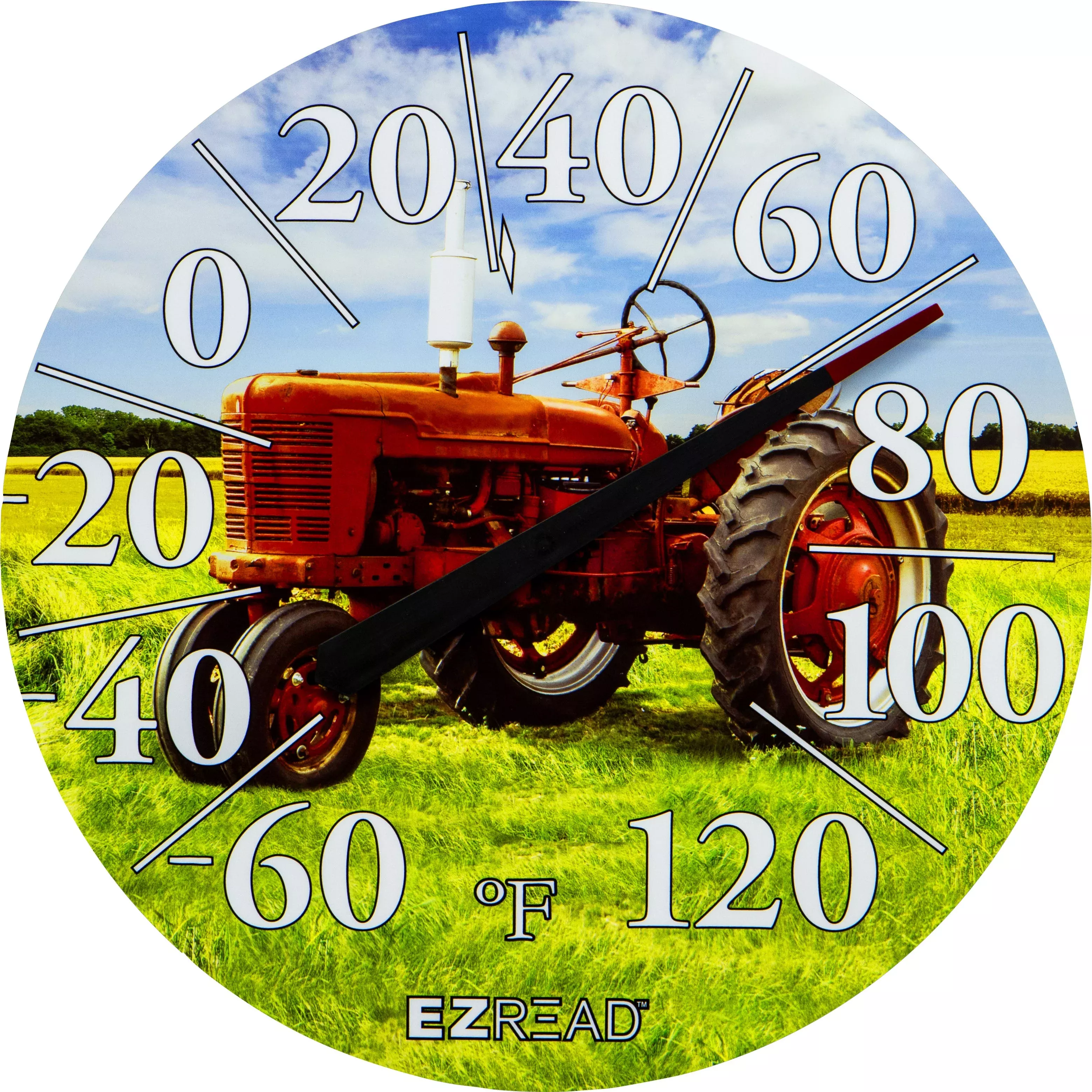 EZRead Indoor/Outdoor Dial Thermometer, Red Tractor, 12.5 in