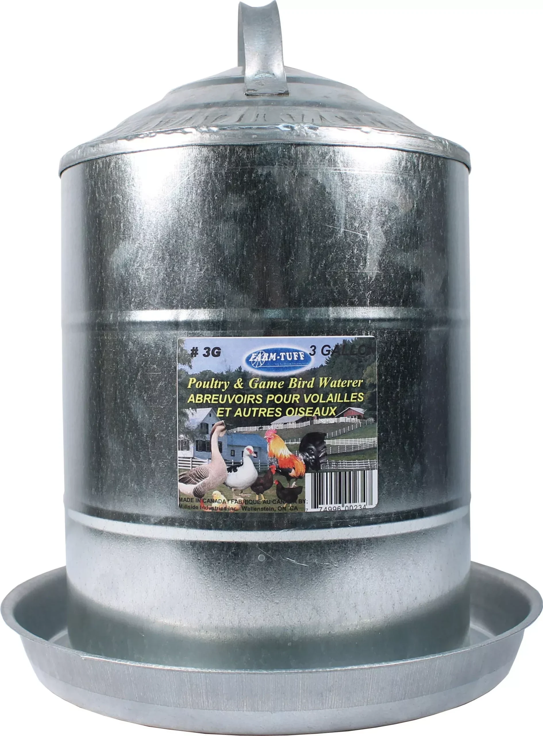 Farm-Tuff Galvanized Poultry & Game Bird Waterer 3 Gallon