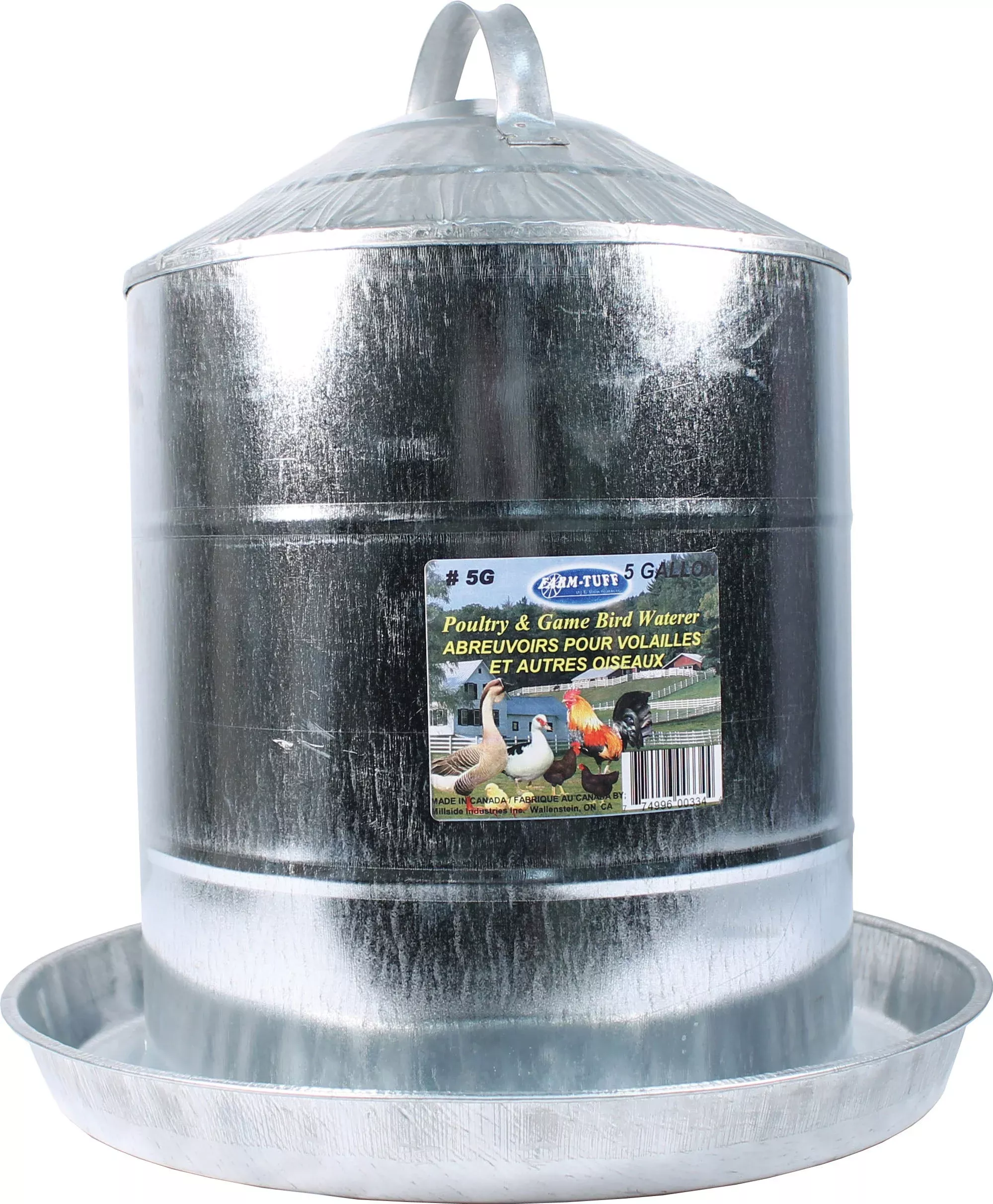 Farm-Tuff Galvanized Poultry & Game Bird Waterer, 5 Gal