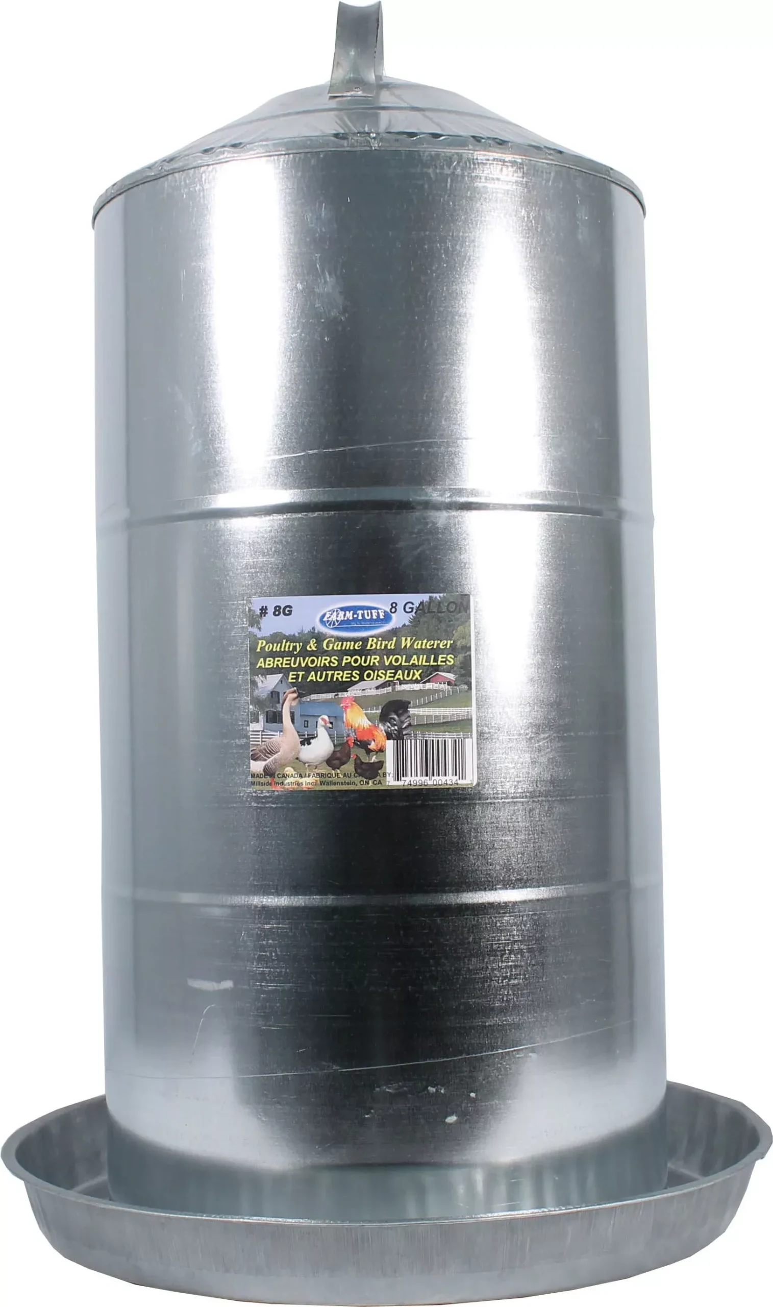 Farm-Tuff Galvanized Poultry & Game Bird Waterer, 8 gal