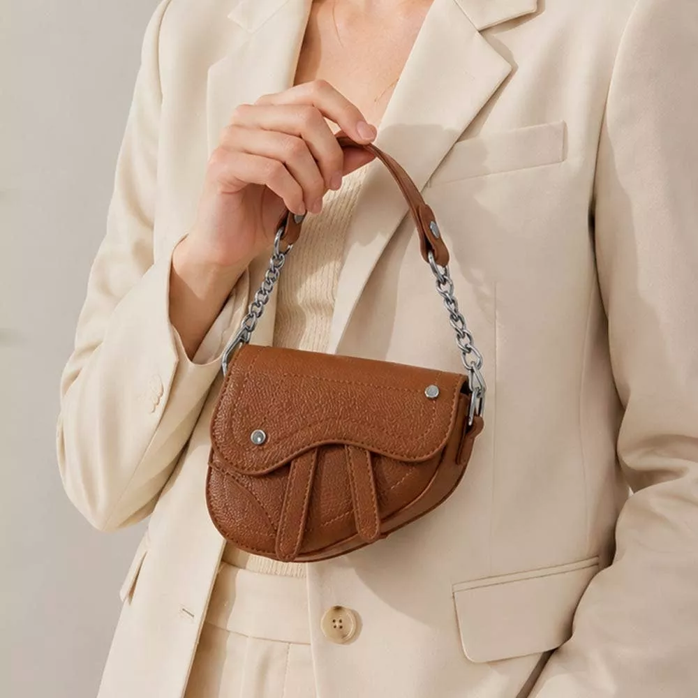 Faux Leather Mini Saddle Shoulder Crossbody Bag