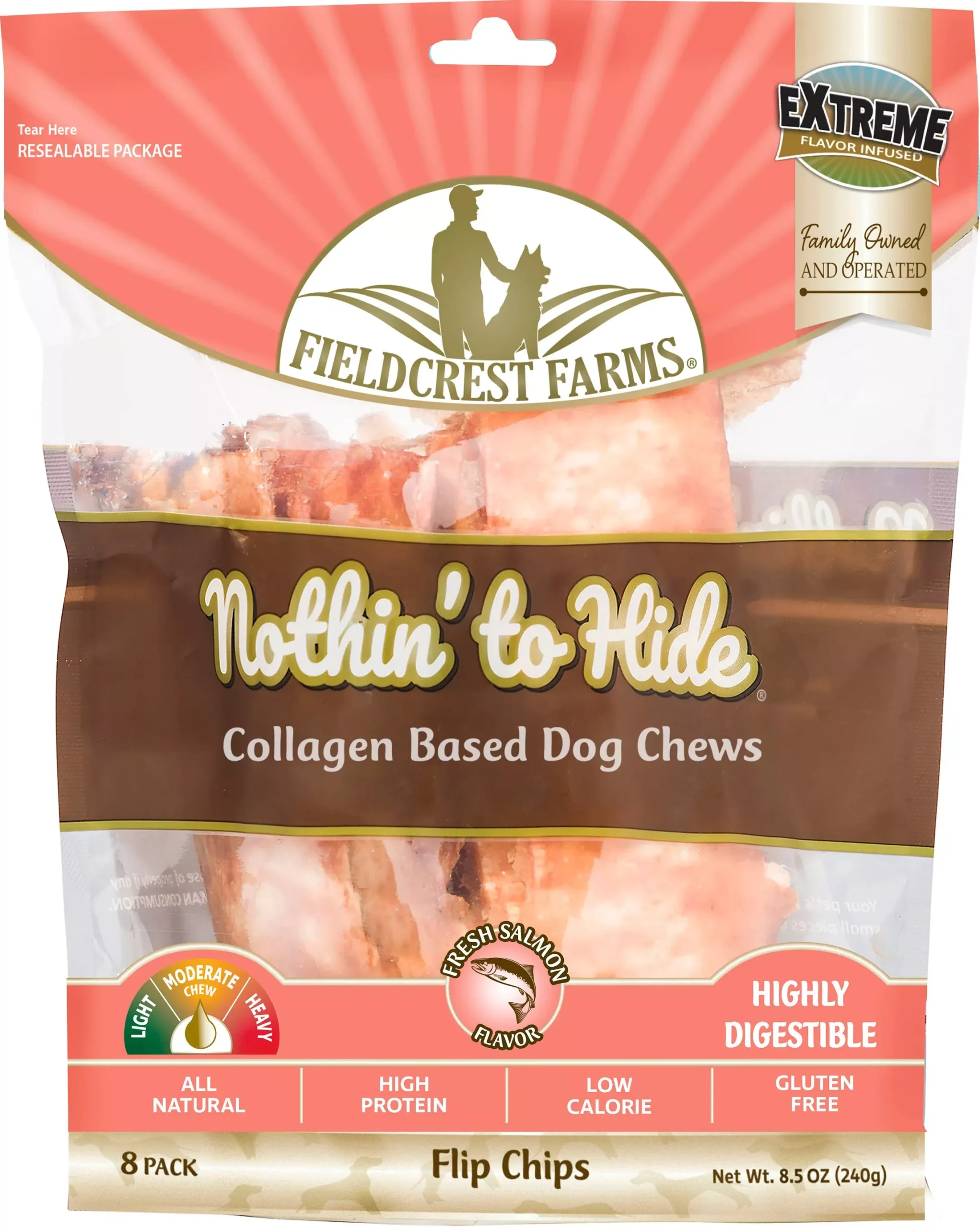 Fieldcrest Farms Rawhide Alternative Flip Chips 8-Pack Salmon