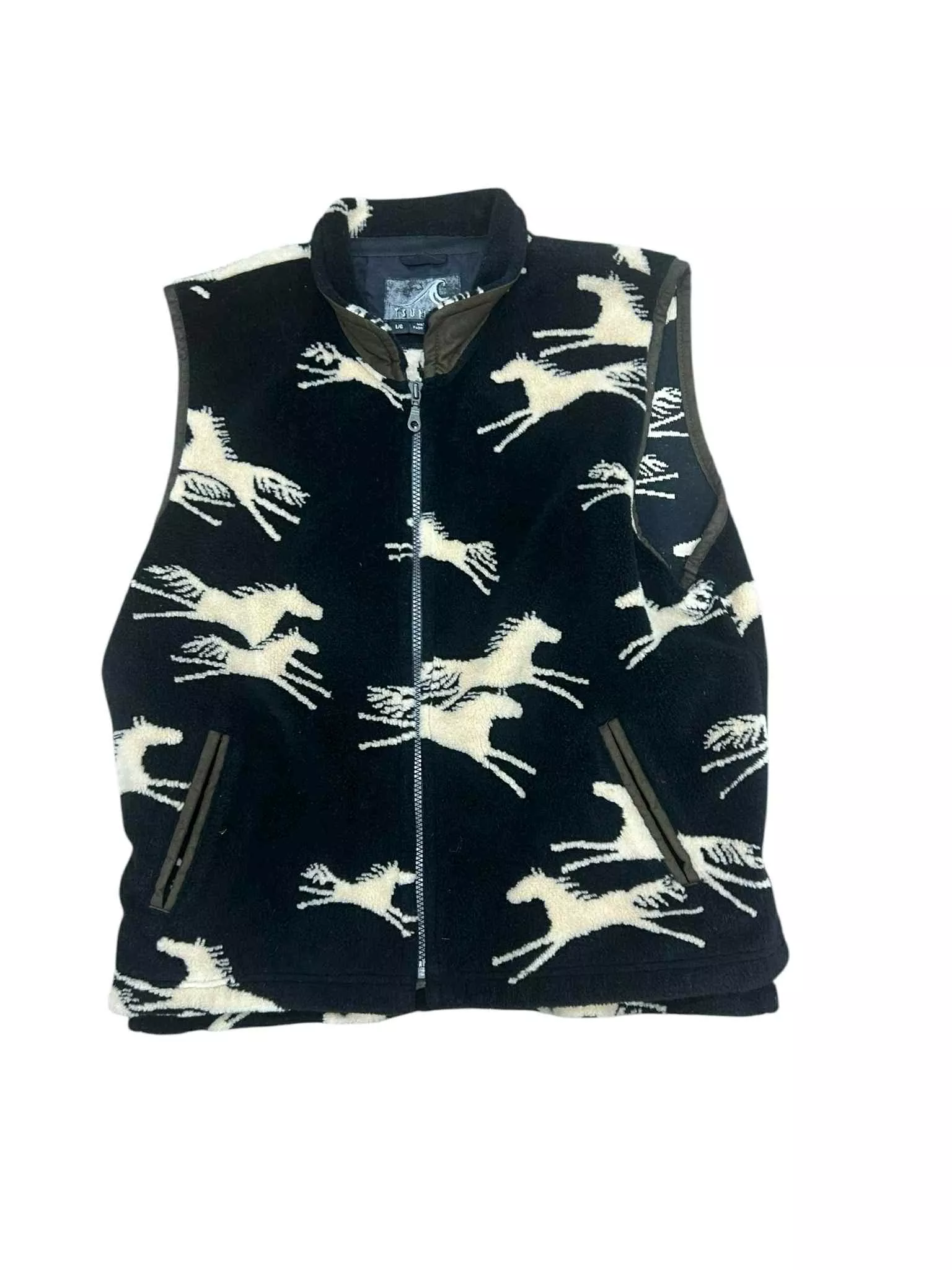 Fleece Horse Vest - Black/Tan - Large - USED
