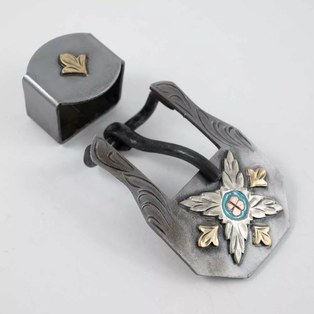 Flower Buckle w/Gold Accents And Keeper