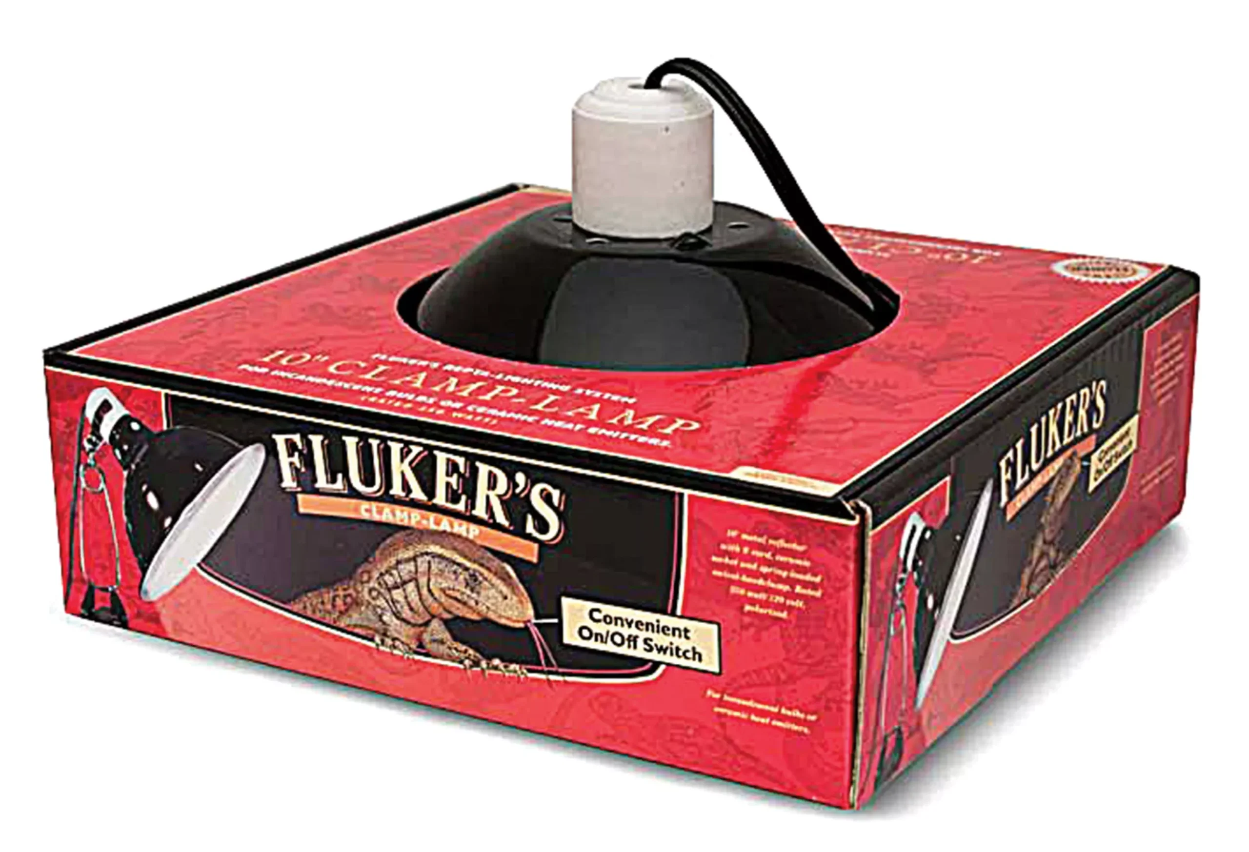 Fluker's Ceramic Clamp Lamp with Switch, 10 in