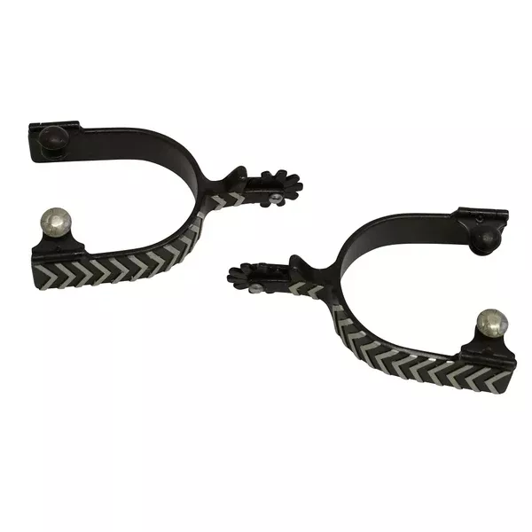 Fort Worth Black Steel Spurs | Arrow Pattern German Silver