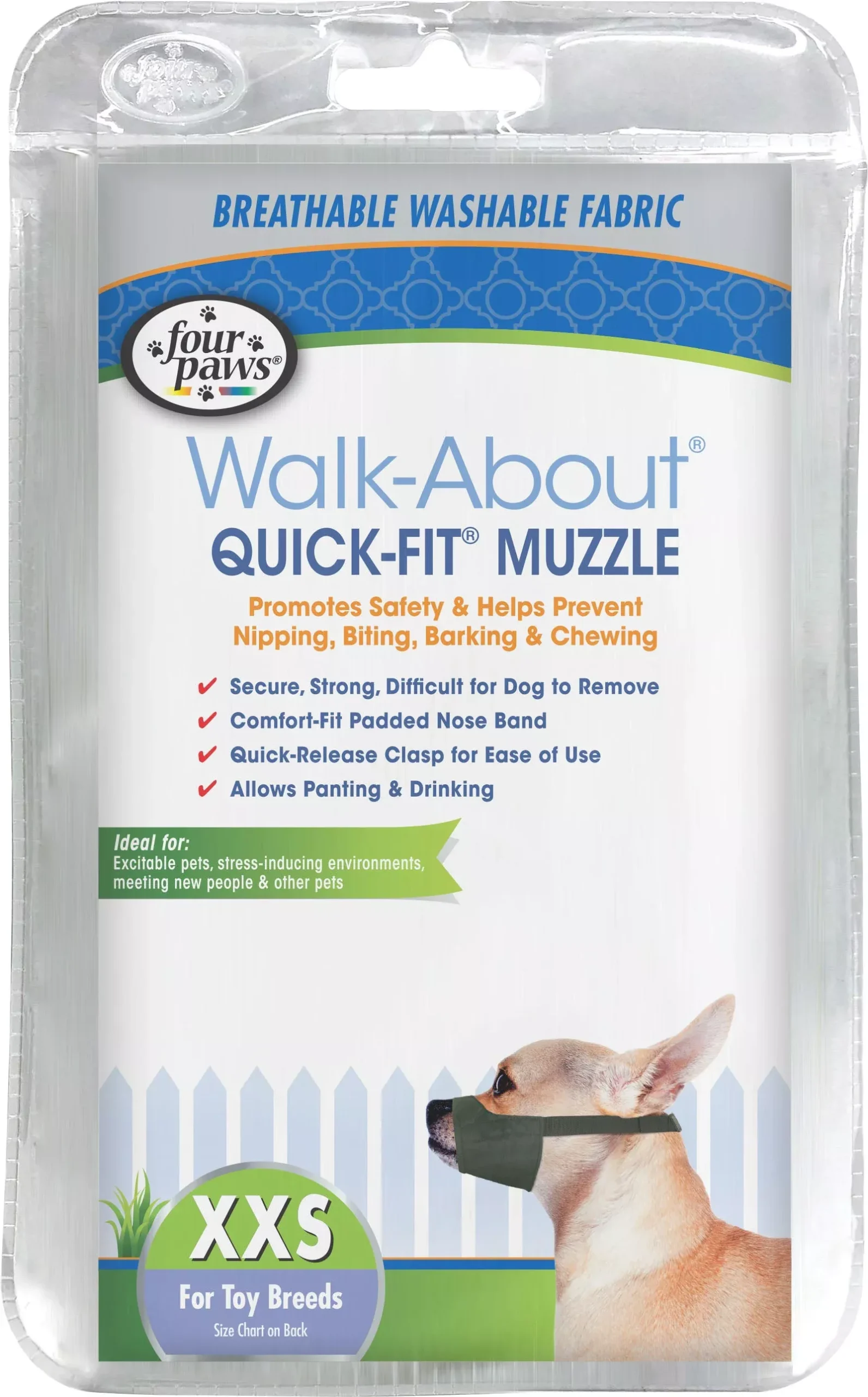 Four Paws Walk About Quick Fit Dog Muzzle Black XXS/0