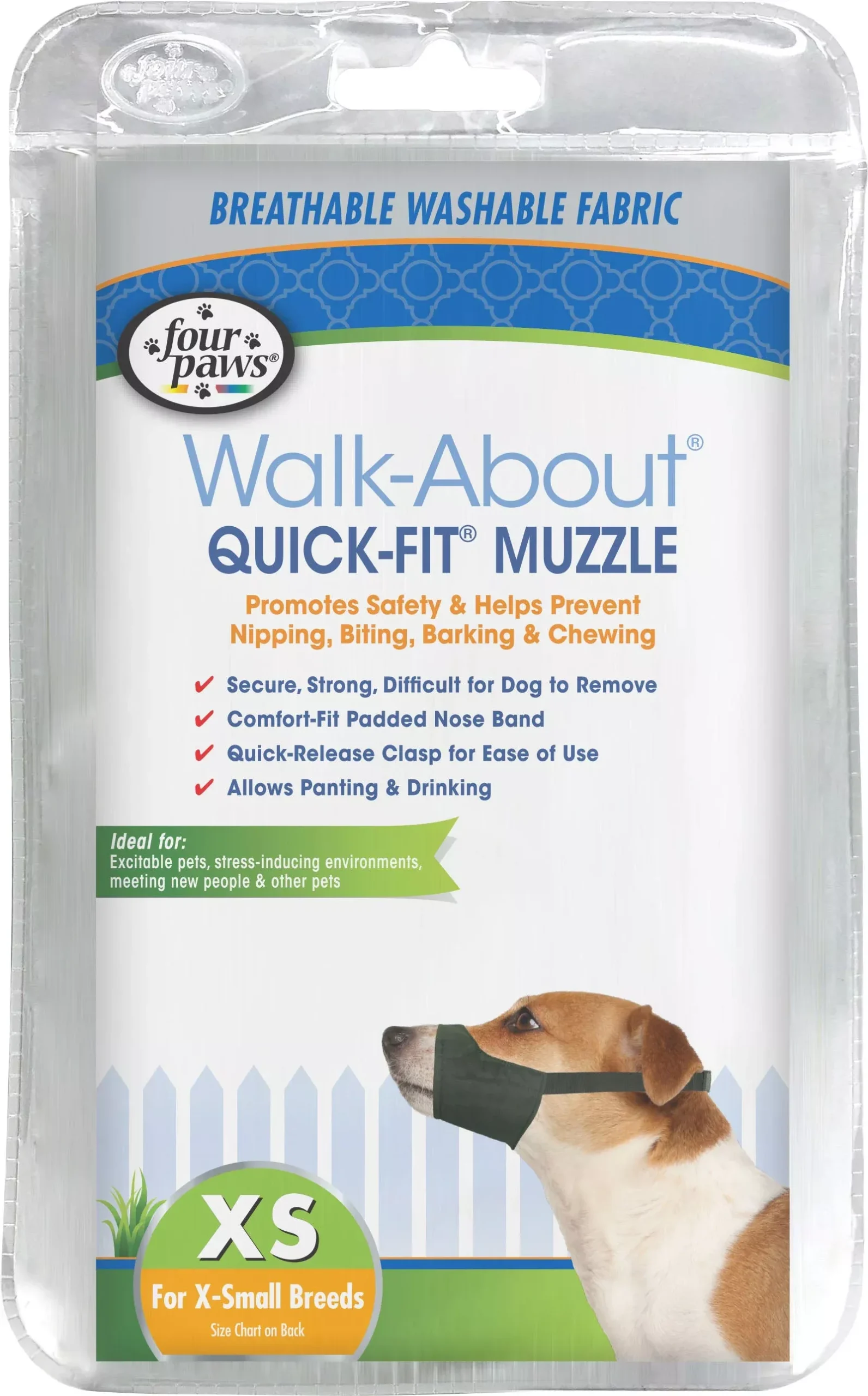 Four Paws Walk About Quick Fit Dog Muzzle XS/Size 1 Black