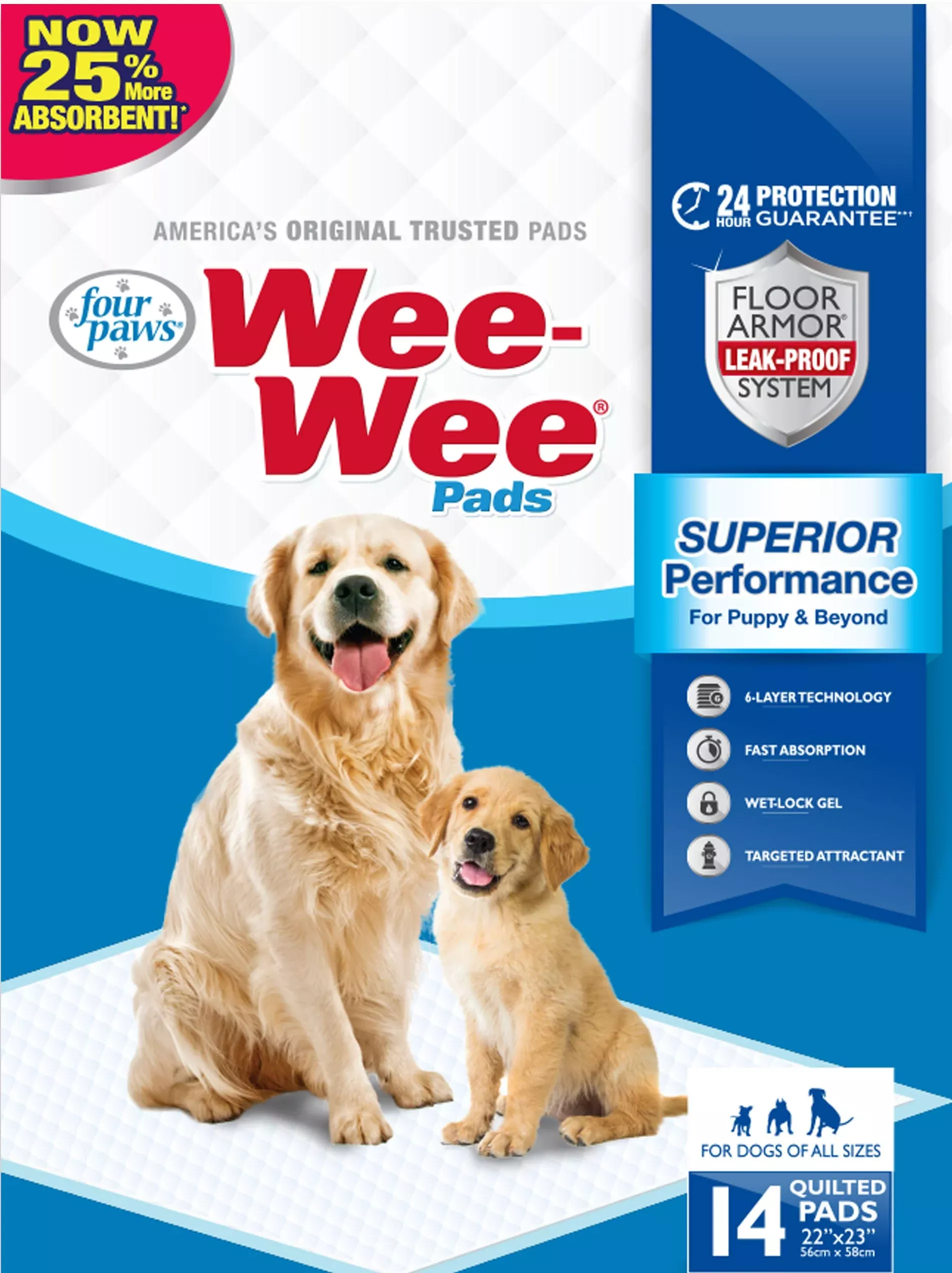 Four Paws Wee-Wee Puppy Pads 22 x 23 in 14 Pack