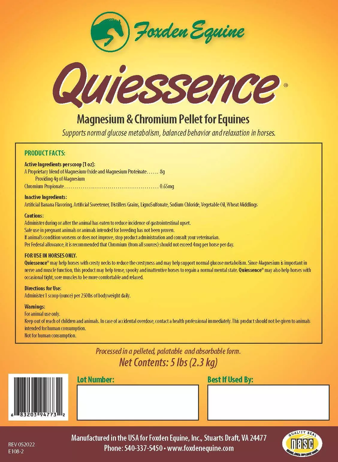 Foxden Quiessence Magnesium & Chromium Pellets, 5 lb