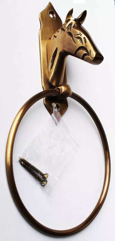 French Solid Brass Horse Hand Towel Ring Bath Room Fixtures Rack 6725