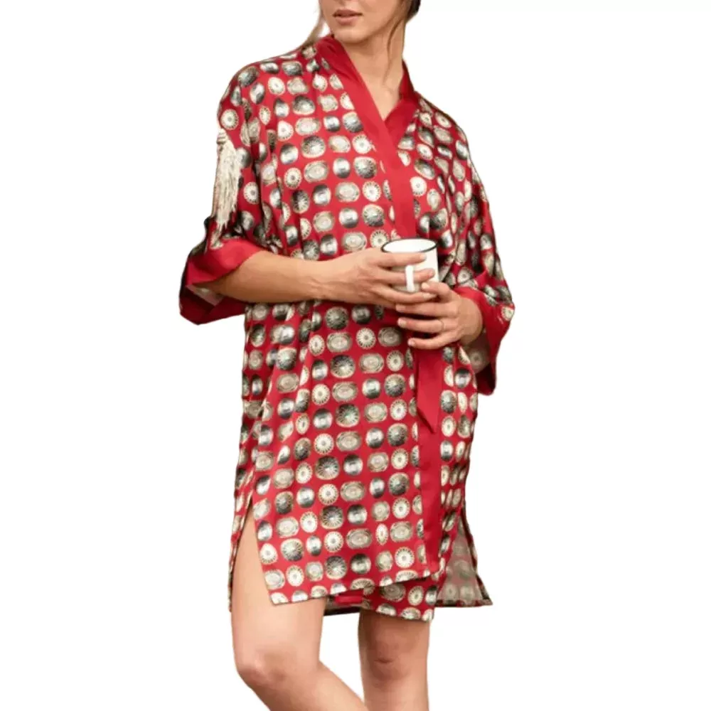 Fringe Scarves "Red Conch" Kimono Robe