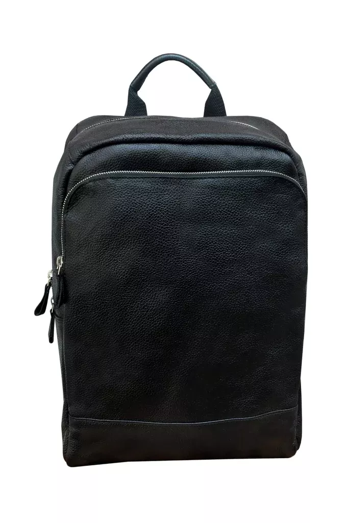 Full-Grain Pebbled Leather Casual TravelWork Backpack Laptop 18AXB09