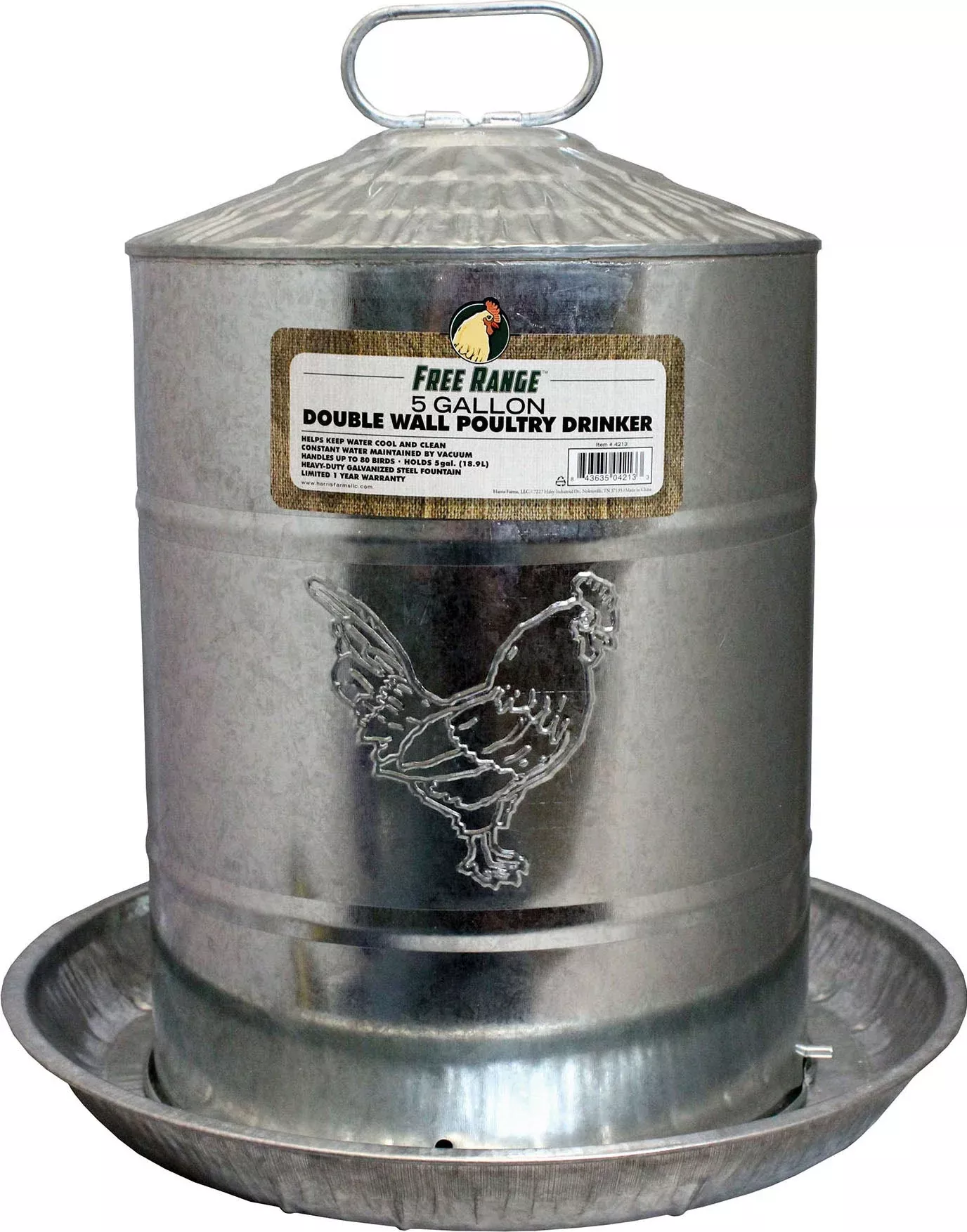 Galvanized Poultry Double Wall Drinker 5 GAL
