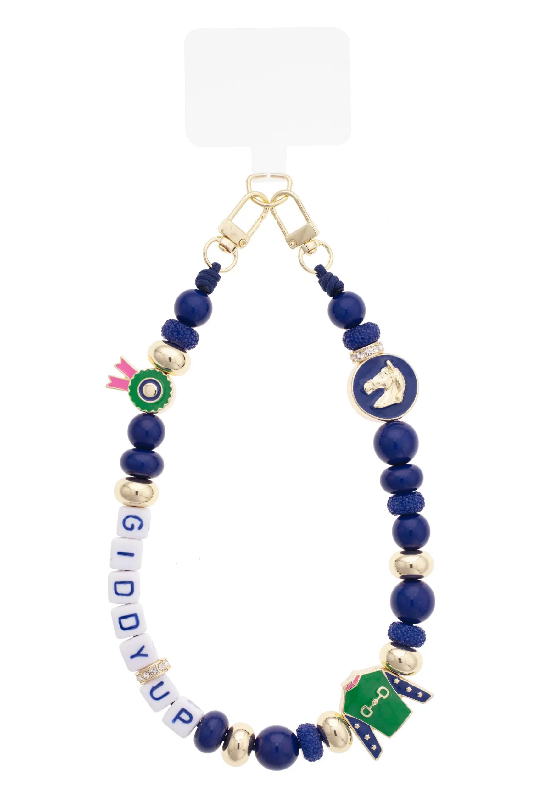 Giddy Up Beaded Cellphone Wristlet in Navy