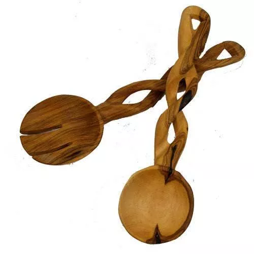 Global Crafts - Petite Braided Hand-Carved Kenyan Salad Serving Set