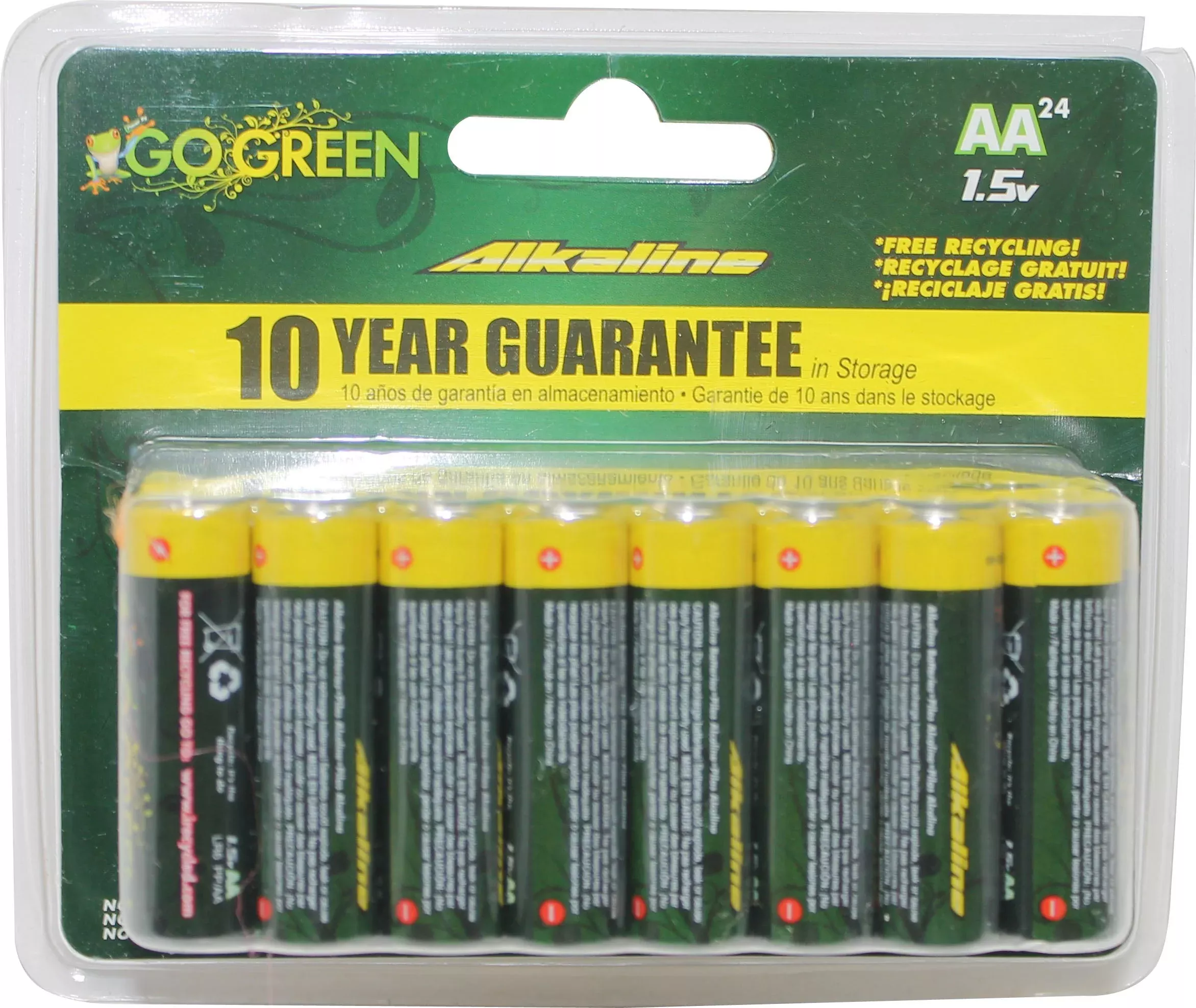 GoGreen Alkaline Batteries, AA, 24 Pack