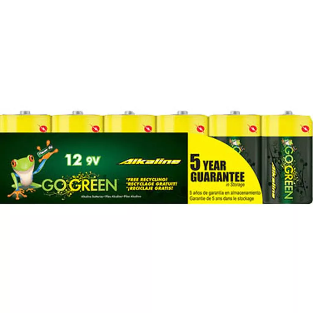 GoGreen Alkaline Batteries, D, 12-Pack
