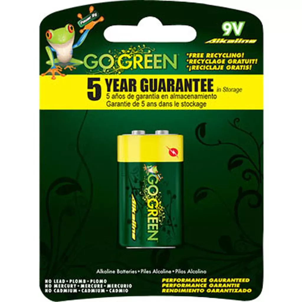 GoGreen Alkaline Battery, 9 Volt, 1 Pack