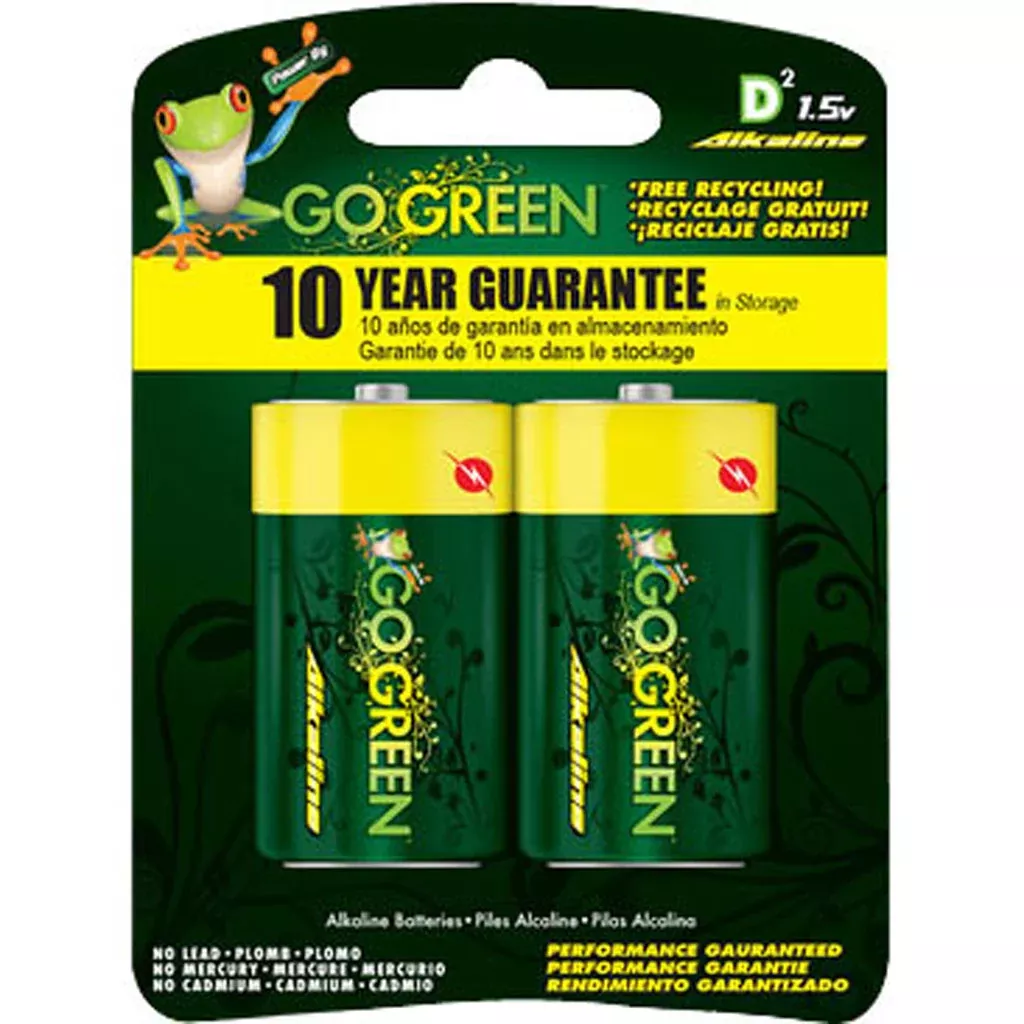 GoGreen Alkaline D Battery 2 Pack