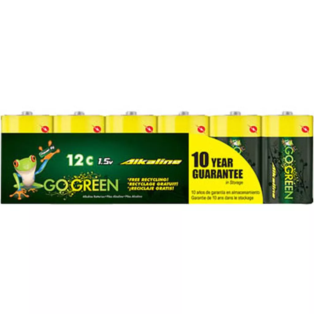 GoGreen Power C Alkaline Batteries, 12 Pack