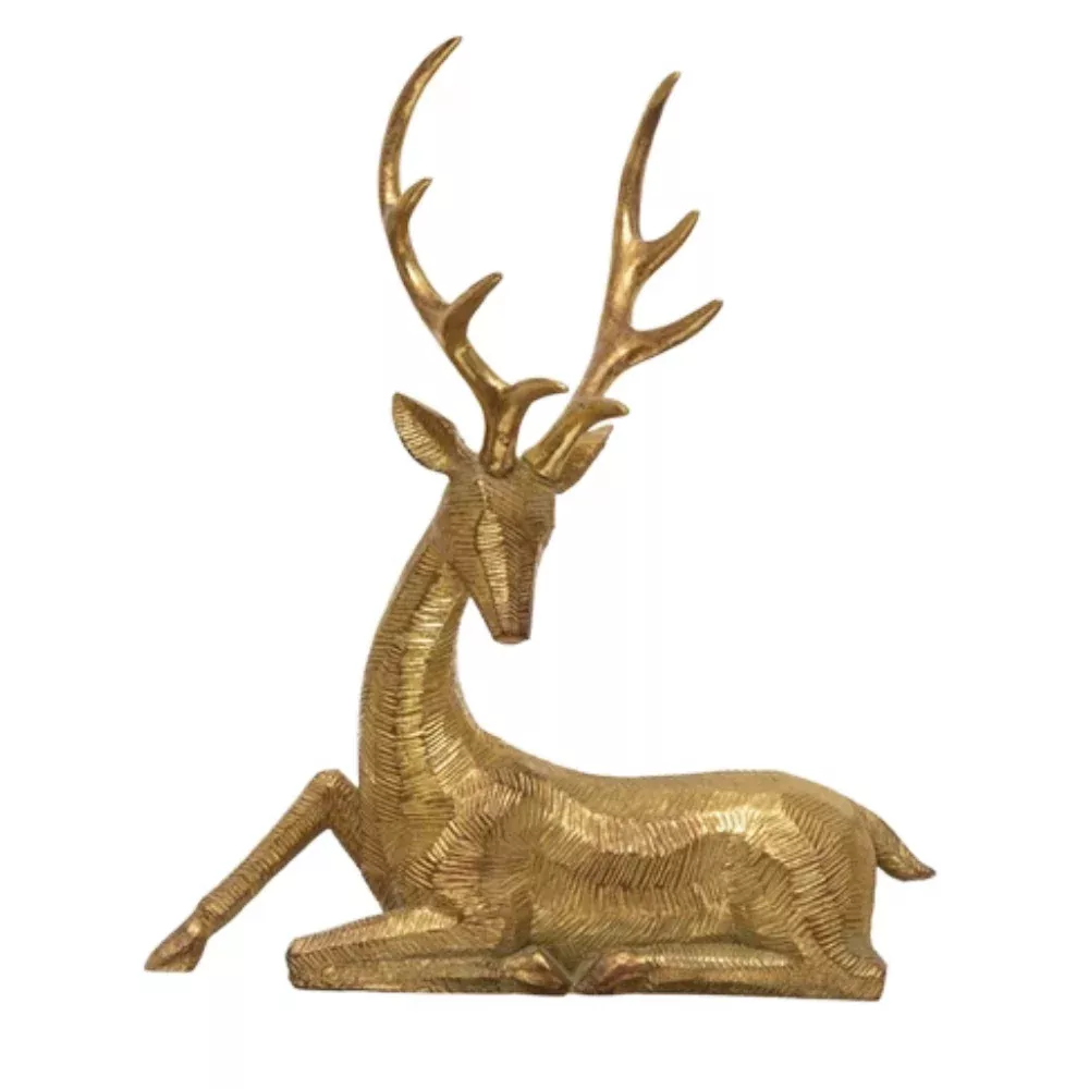 Gold Finish Resin Sitting Deer