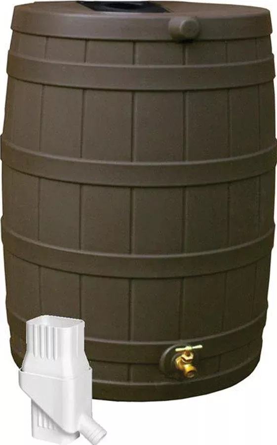 Good Ideas Rain Wizard Rain Barrel, Oak, 50 Gallon