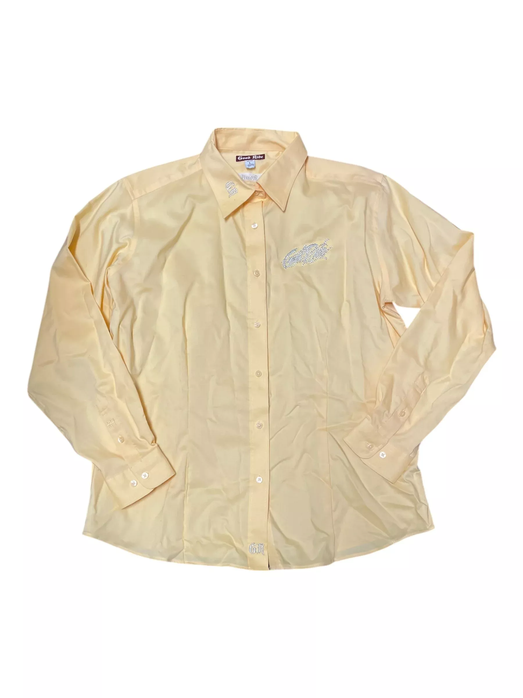 Good Ride Button Up Top - Yellow/Bling - L - USED