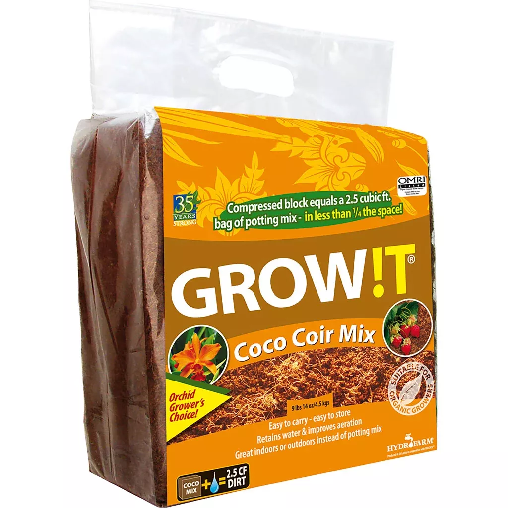 Grow!T Coco Coir Mix Compressed Block, 10.15 lb