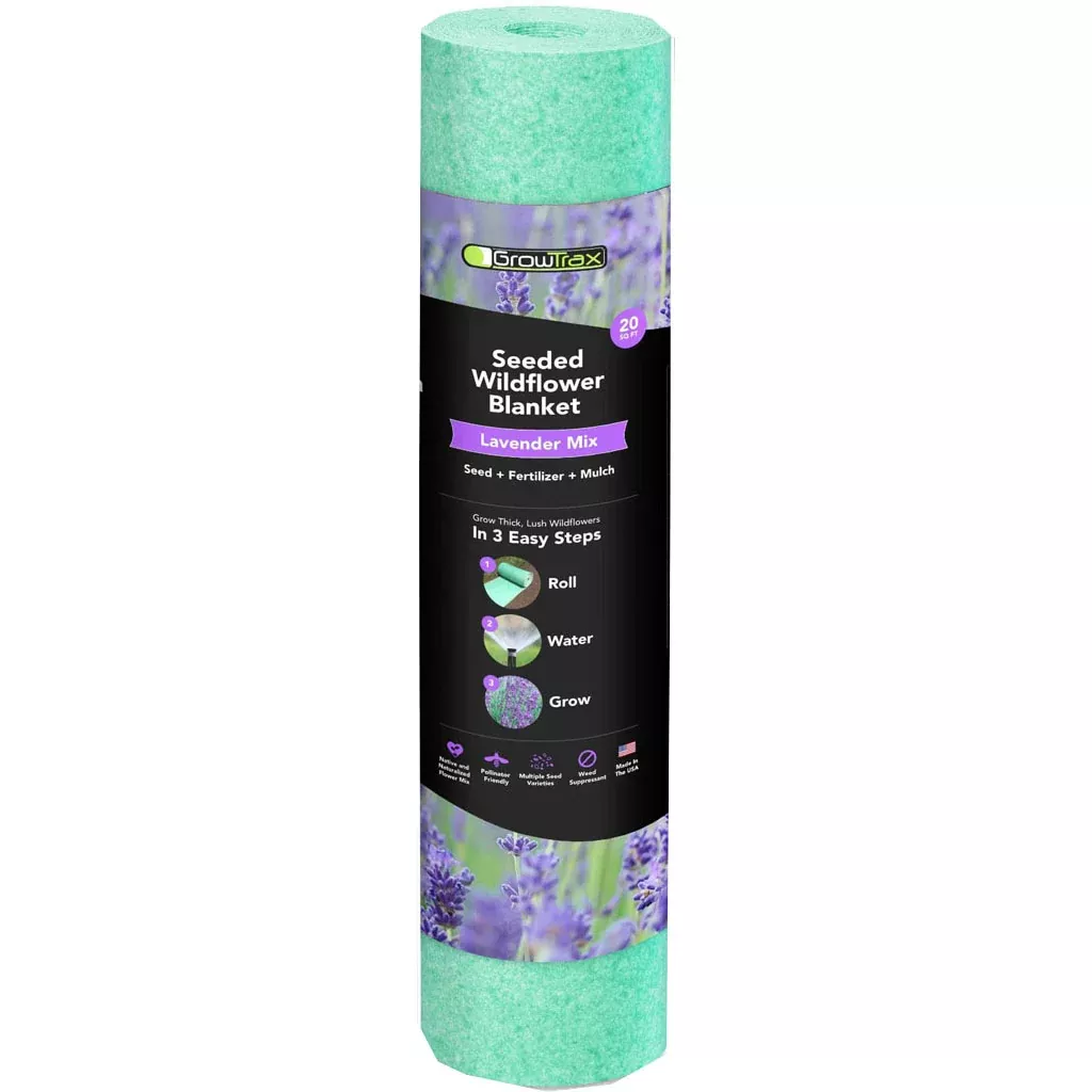 GrowTrax Seeded Wildflower Blanket, Lavender Mix, 20 sq ft