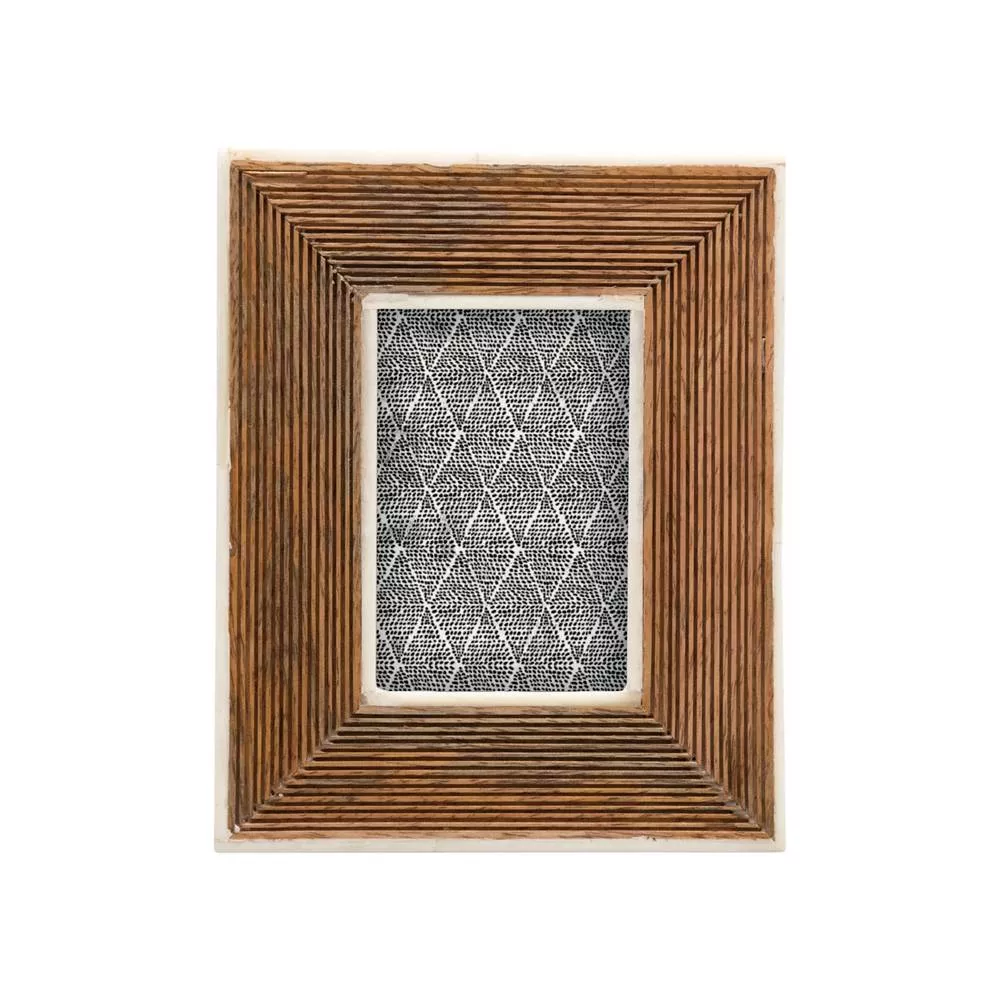 Hand-Carved Bone Border Photo Frame