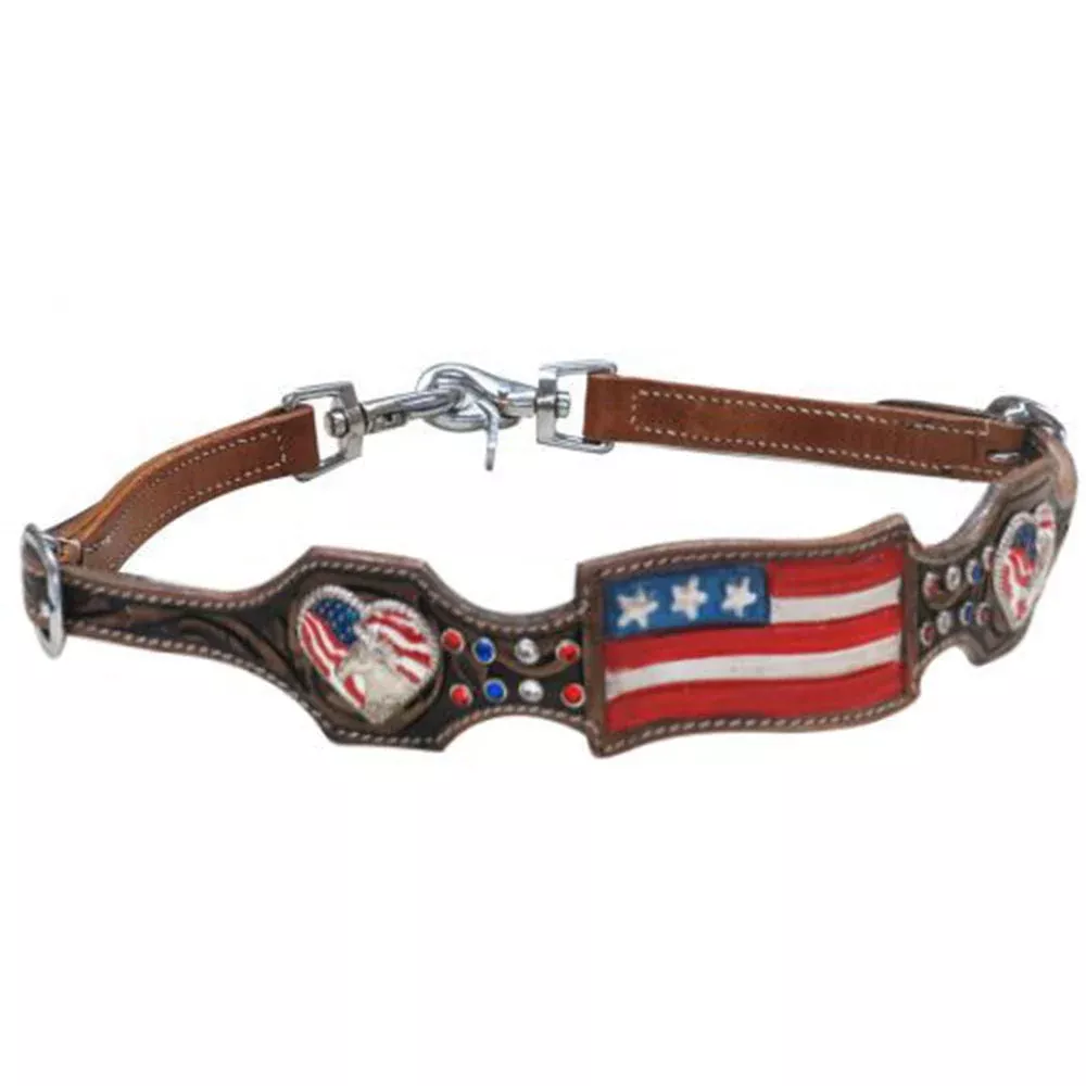 Hand painted American flag wither strap