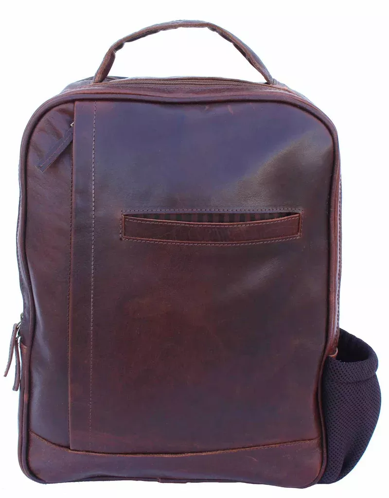 Handcrafted Full-Grain Distressed Pebbled Genuine Leather Vintage Weekender Carry On TravelBackpack 18SK01