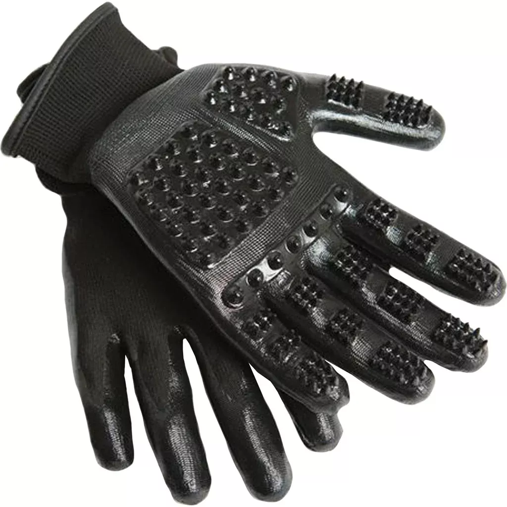 HandsOn Grooming & Bathing Gloves, XL, Black