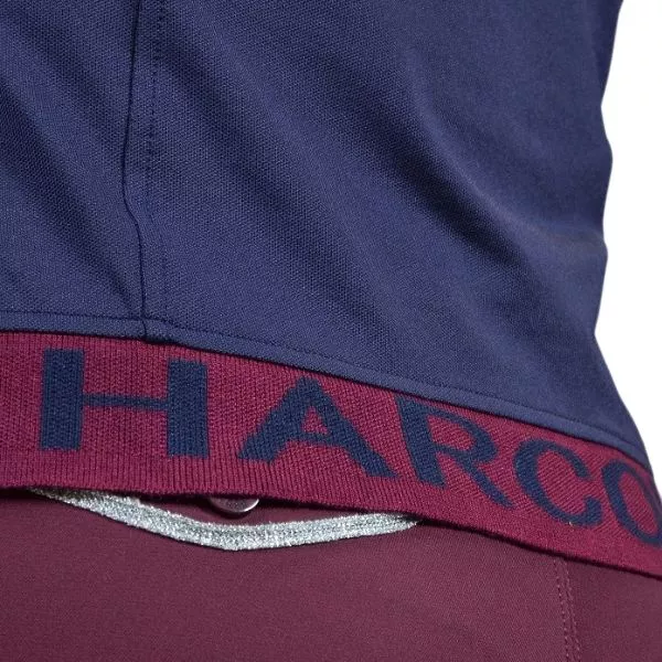 Harcour Pepita Long Sleeve Technical Polo Navy