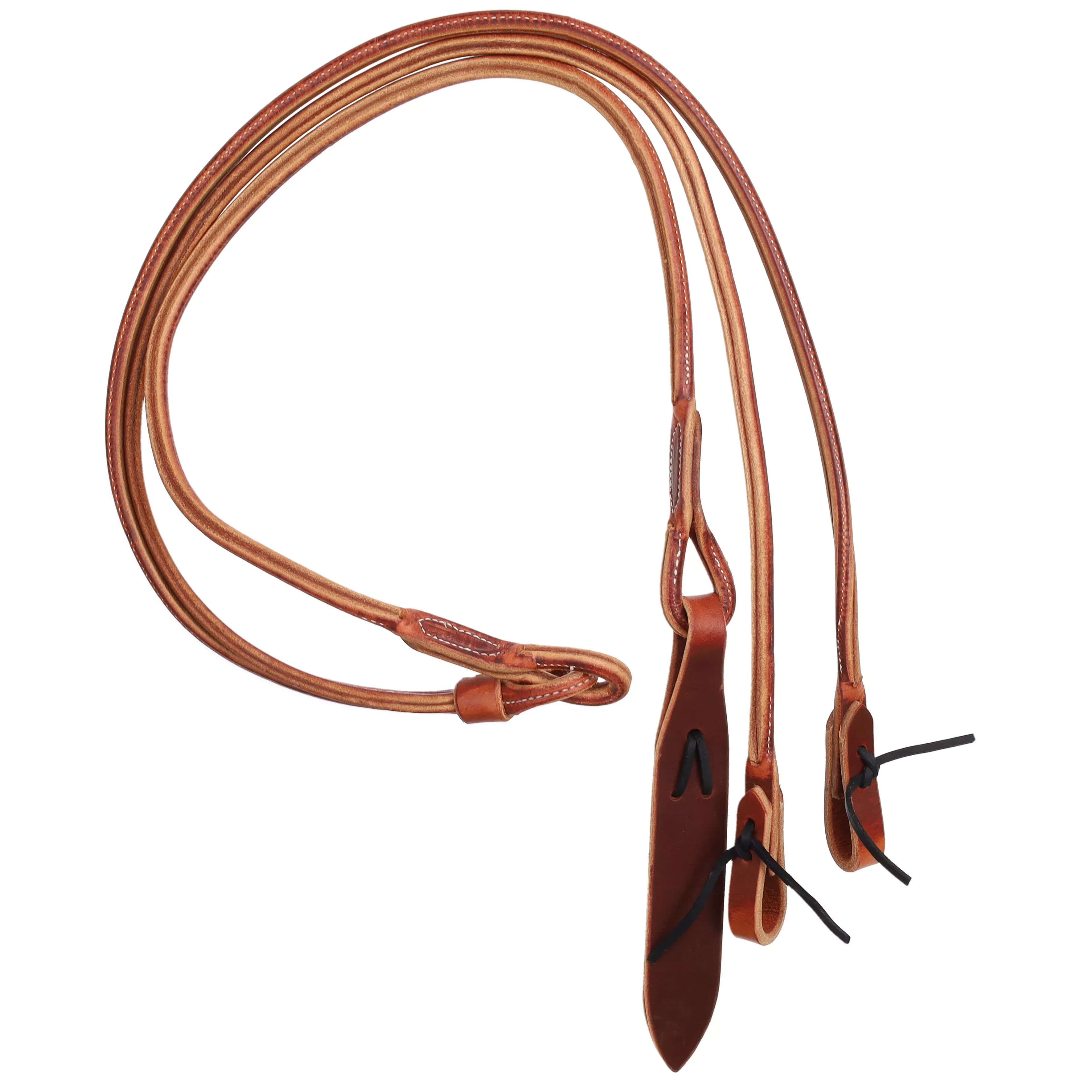 Harness Leather Rolled Romal Reins with Popper, Medium Oil