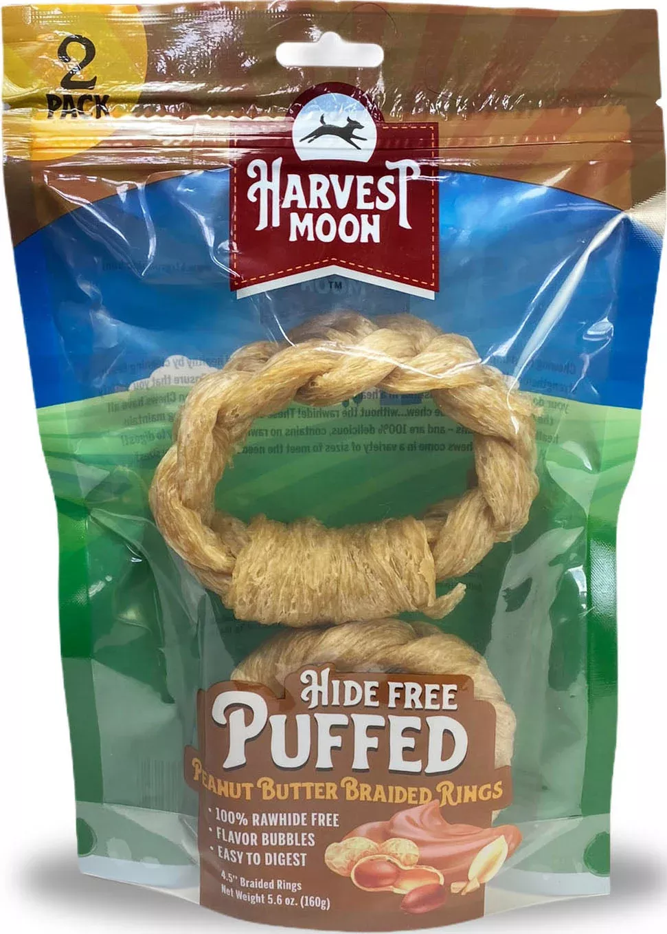 Harvest Moon Puffed Donuts Dog Chews Peanut Butter 2 Count