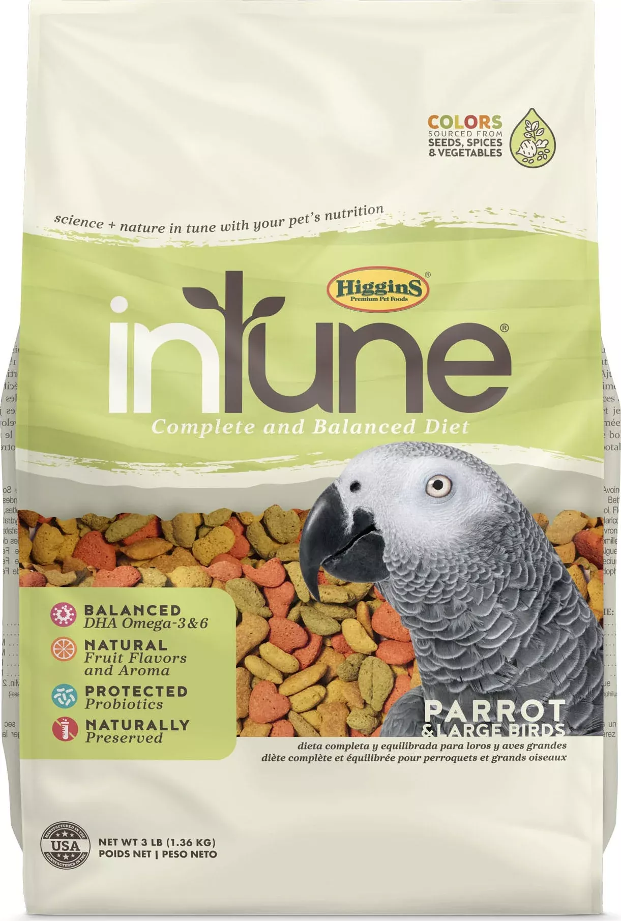 Higgins InTune Complete Diet Parrot Food, 3 lb