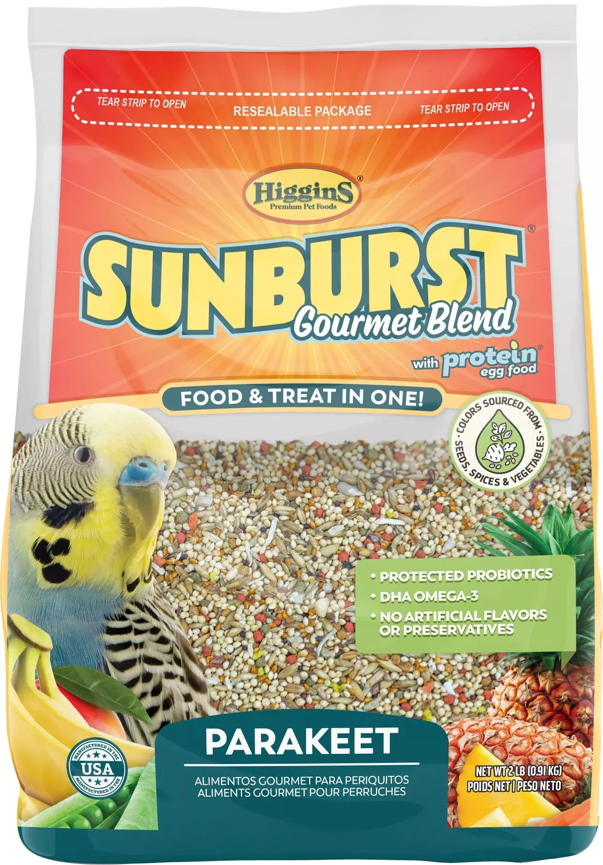 Higgins Sunburst Gourmet Blend Parakeet Food, 2 lb