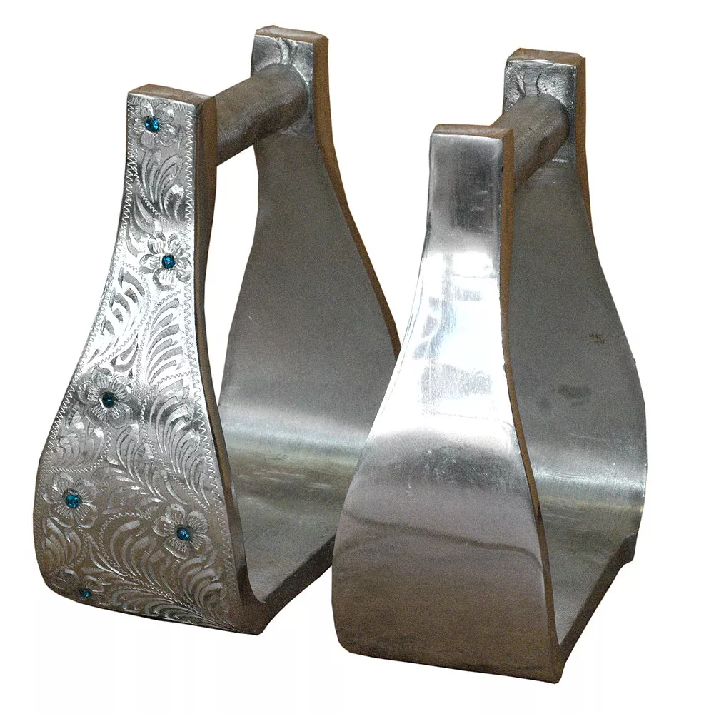 HILASON Horse Western Saddle Engraved Metal Roper Stirrups | Riding