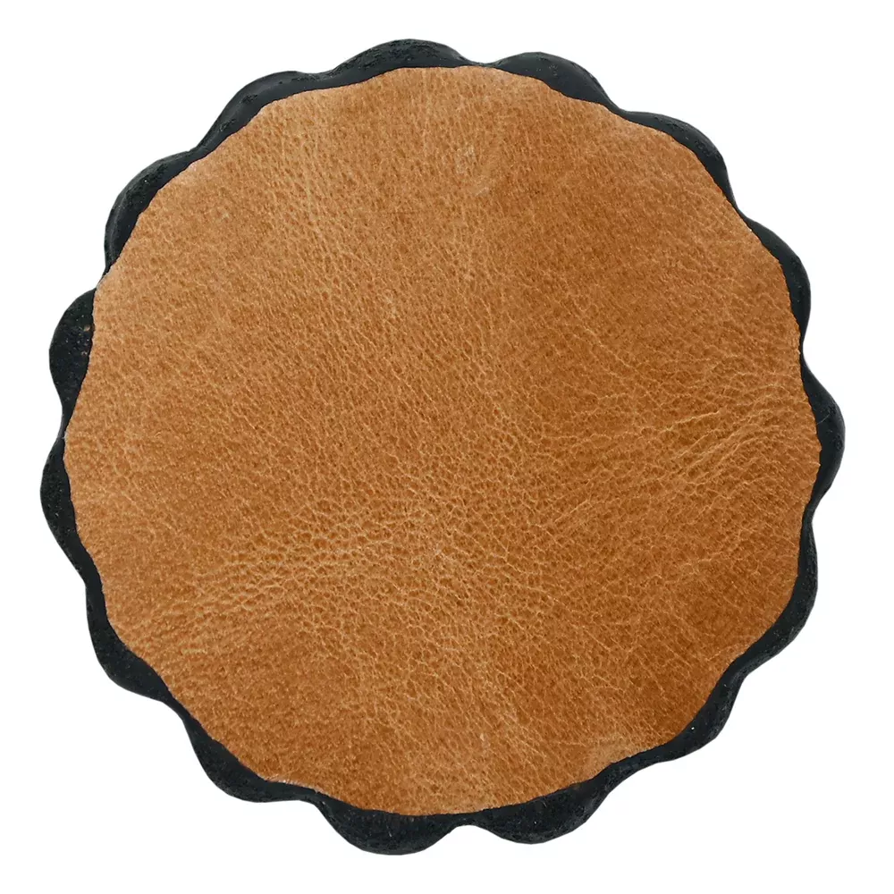 Hilason Plain Scalloped Leather Rosette Concho Saddle Tack Tan 1-3/4"