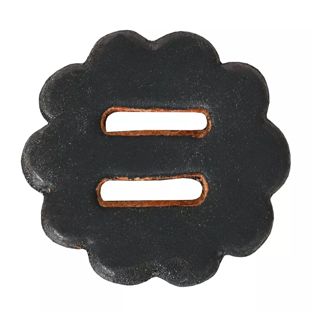 Hilason Slotted Scalloped Leather Rosette Concho Saddle Tack Black 1-1/2"