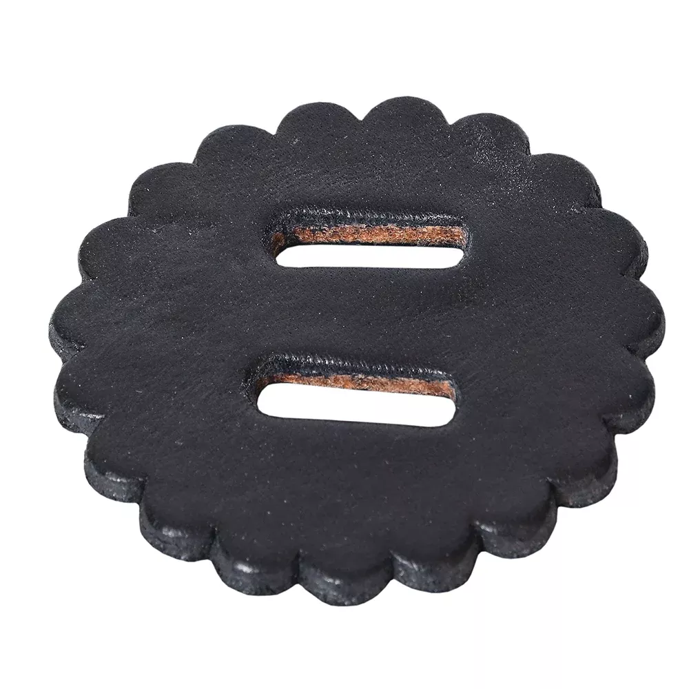 Hilason Slotted Scalloped Leather Rosette Concho Saddle Tack Black 2"