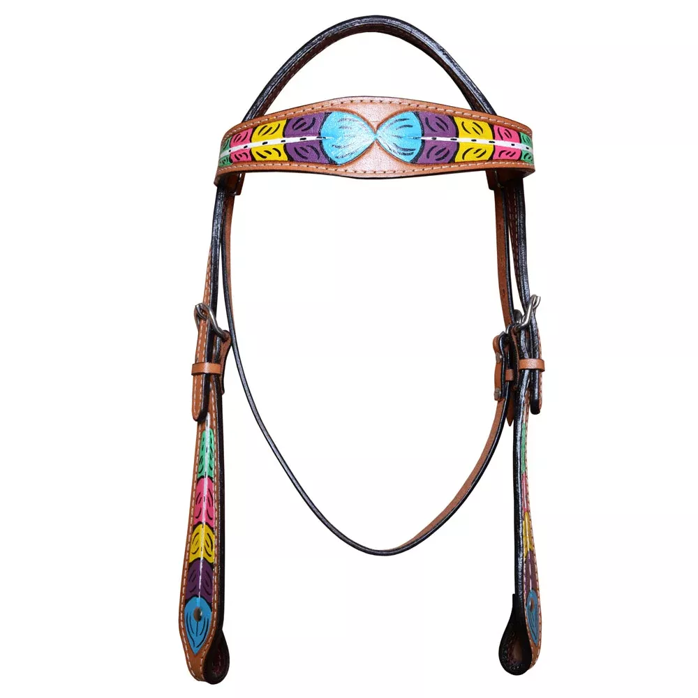 HILASON Western Horse Genuine Leather Headstall Tan