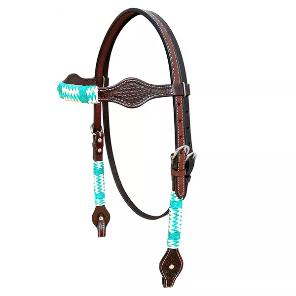 HILASON Western Horse Headstall Rawhide Braided American Leather Brown