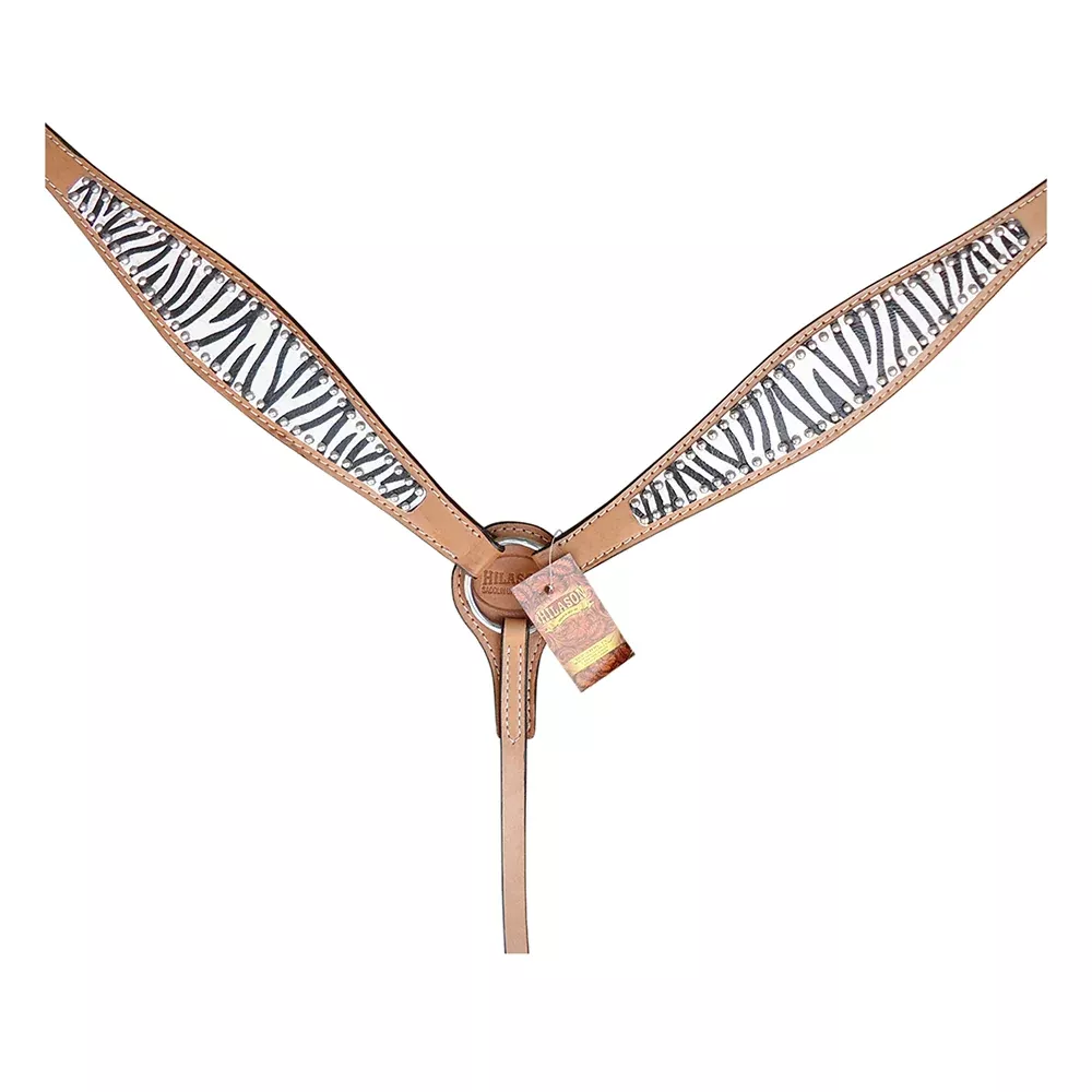 HILASON Western Horse Leather Headstall & Breast Collar Tack Set Zebra