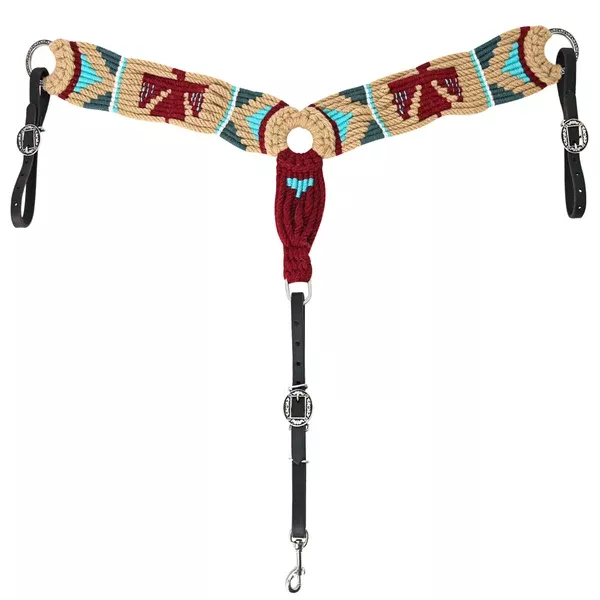HILASON Western Wool Headstall & Breast Collar Tack Set Tan with Maroon |