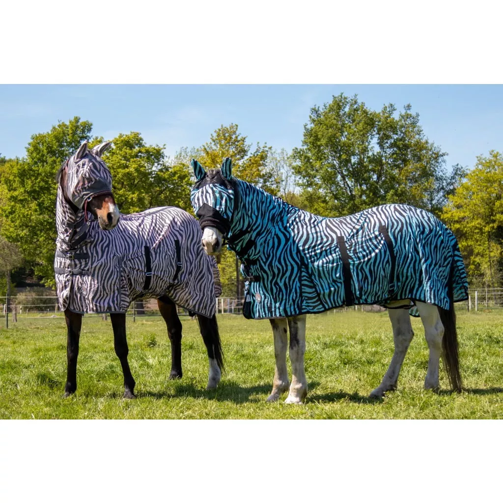 HKM Fly Sheet with Neck Piece Aqua Zebra