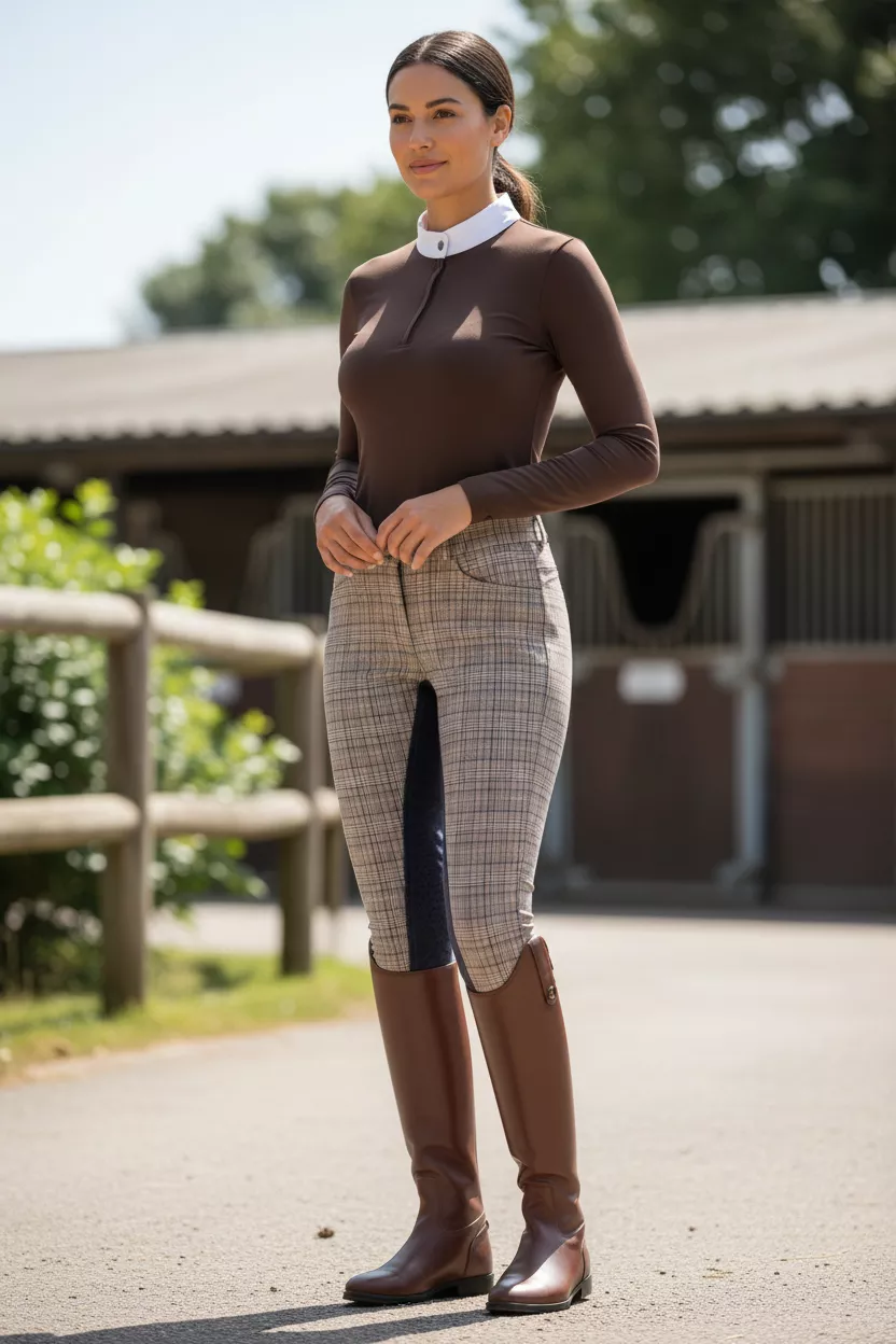 HKM Plaid Full Seat Breeches