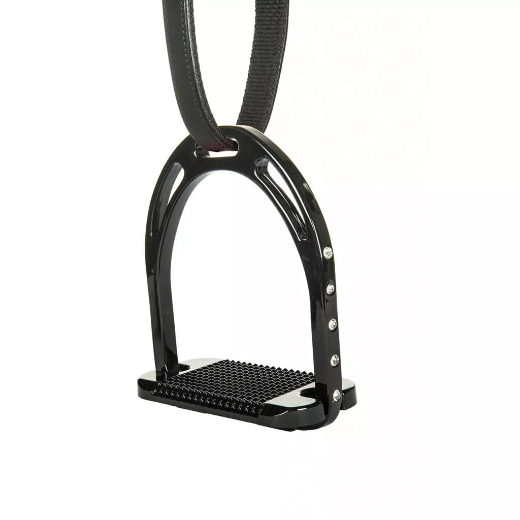 HKM Stirrup Irons Black Glitter